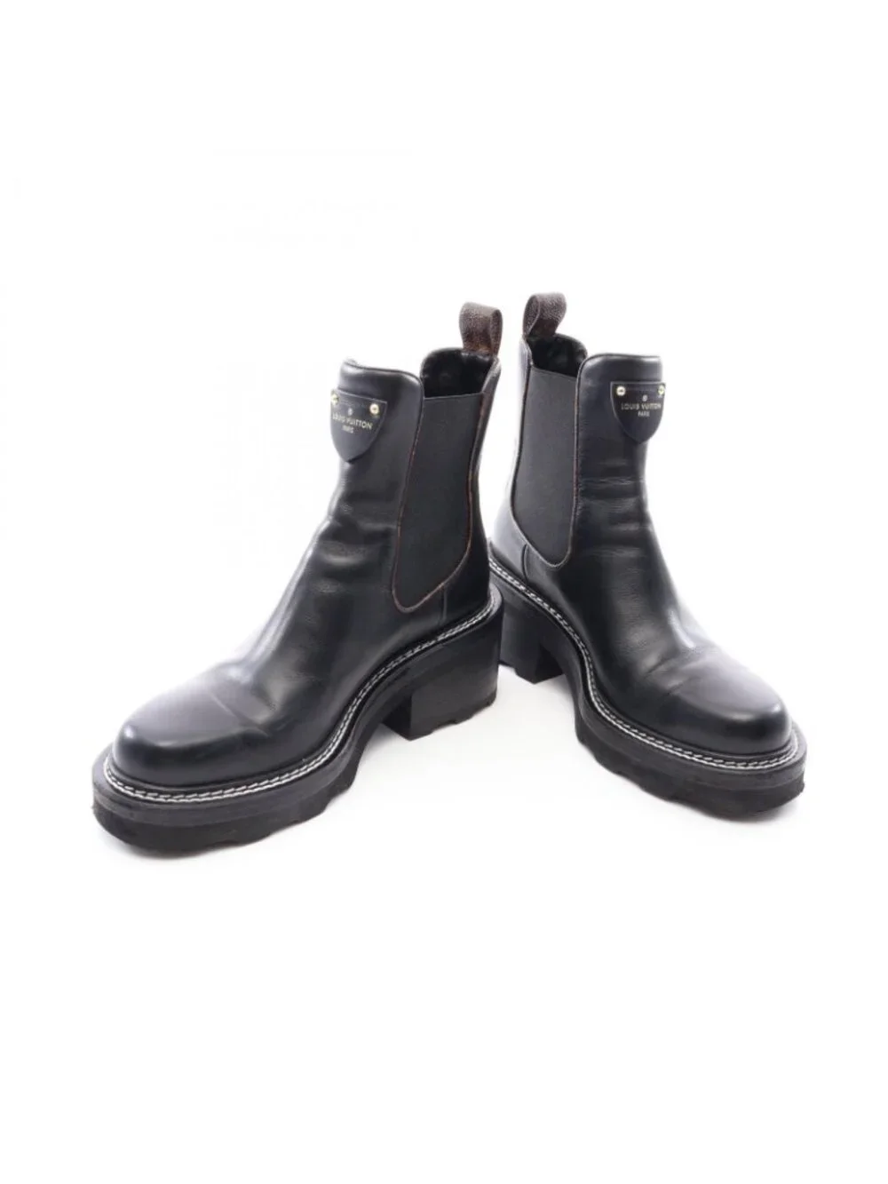 Louis Vuitton Boots Beaubourg Line Monogram Leather Canvas Side Gore